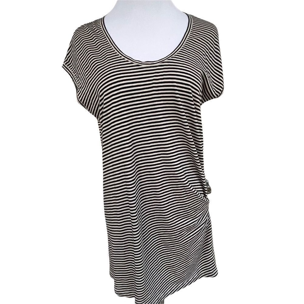 Vince Navy/ White Striped Modal Blend Longline Top S